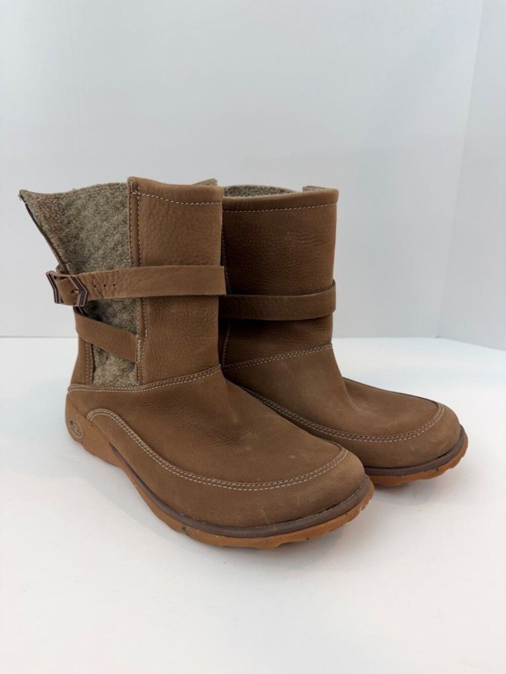 Chaco Women's Hopi Fawn Midcalf Leather Wool Winter Boot Brown Size US 7.5